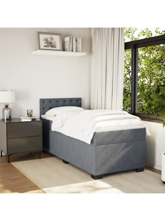 Box spring postel s matrací tmavě šedá Single samet