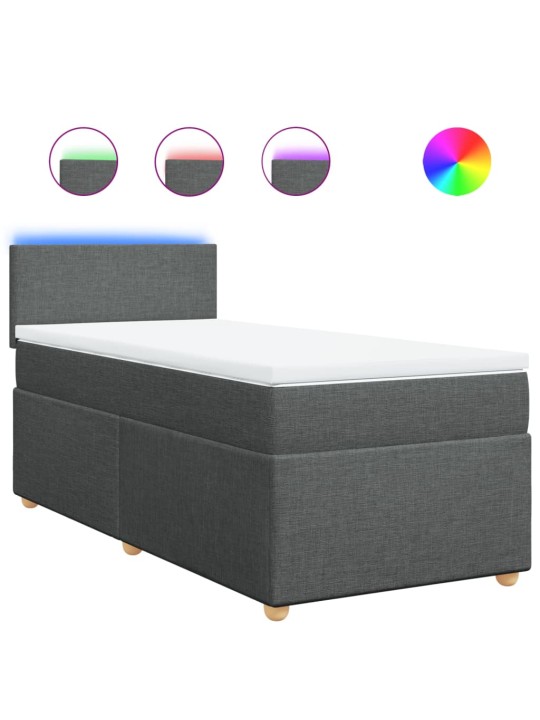 Box spring postel s matrací tmavě šedá 80 x 200 cm textil