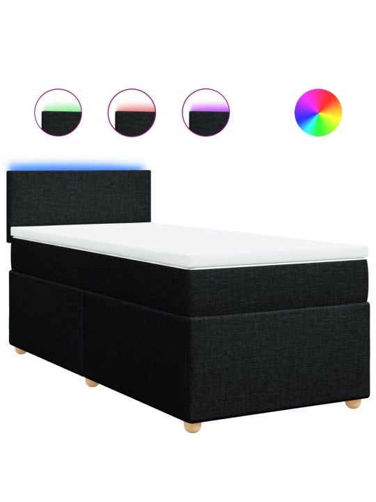 Box spring postel s matrací černá 80 x 200 cm textil
