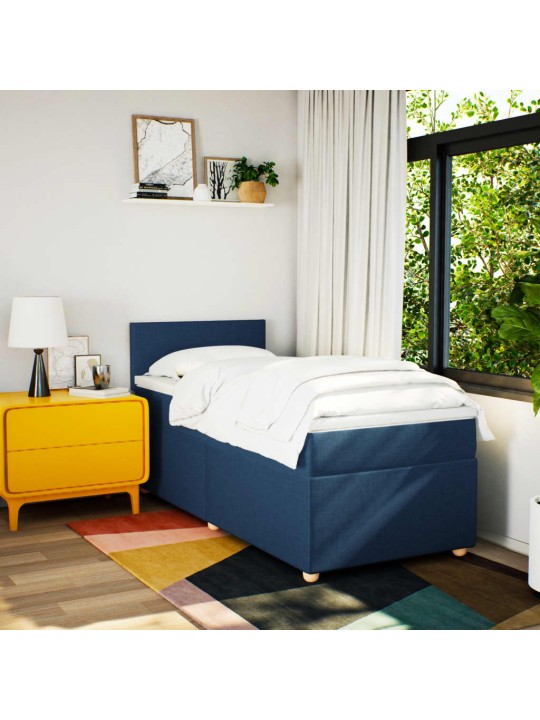 Box spring postel s matrací modrá 80x200 cm textil