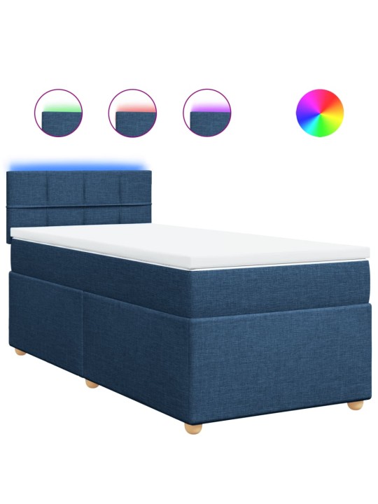 Box spring postel s matrací modrá 80x200 cm textil