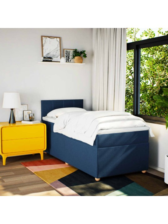 Box spring postel s matrací modrá 80x200 cm textil