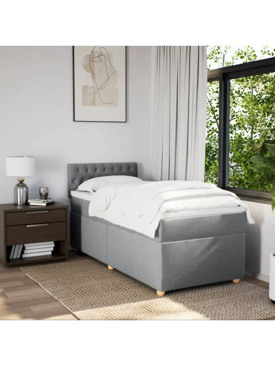 Box spring postel s matrací světle šedá 80 x 200 cm textil