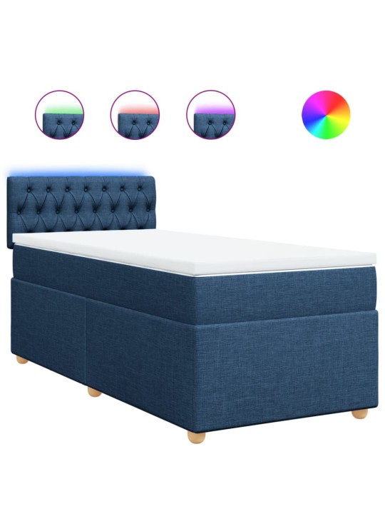 Box spring postel s matrací modrá 80x200 cm textil