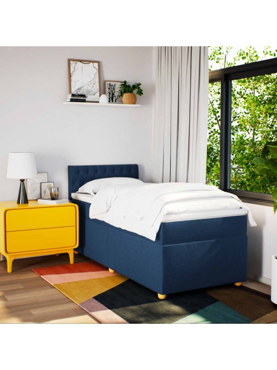 Box spring postel s matrací modrá 80x200 cm textil
