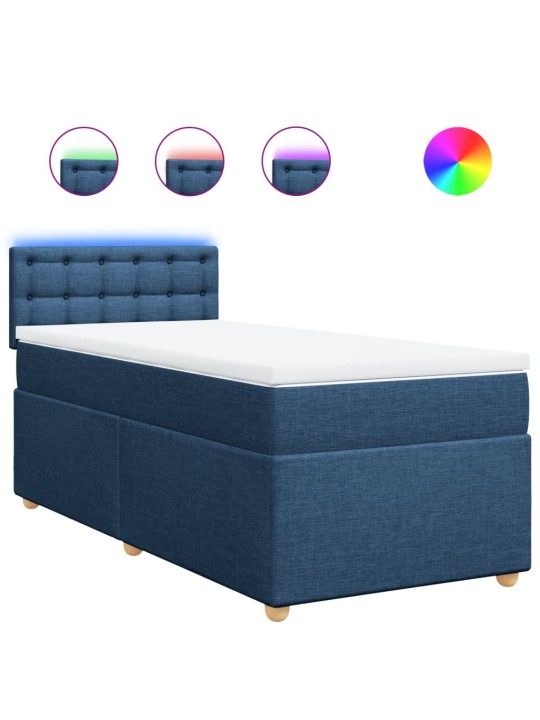 Box spring postel s matrací modrá 80x200 cm textil