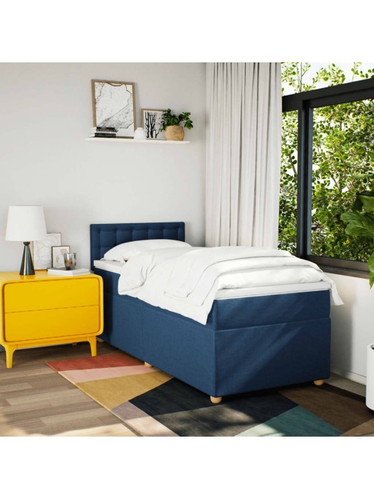 Box spring postel s matrací modrá 80x200 cm textil