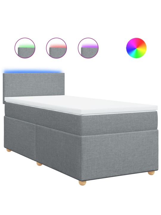 Box spring postel s matrací světle šedá 90x190 cm textil