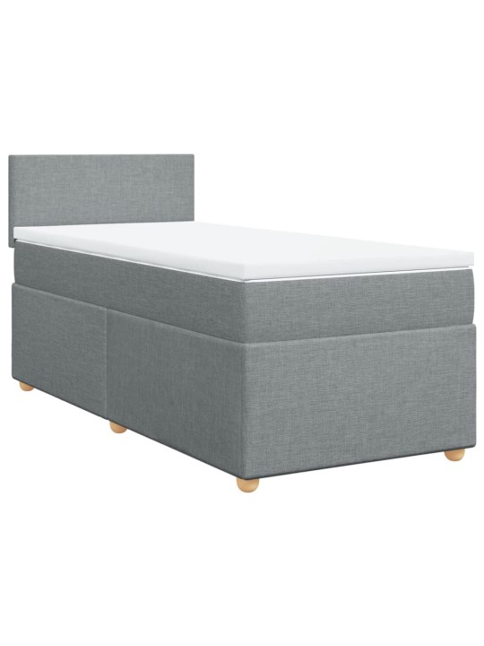 Box spring postel s matrací světle šedá 90x190 cm textil