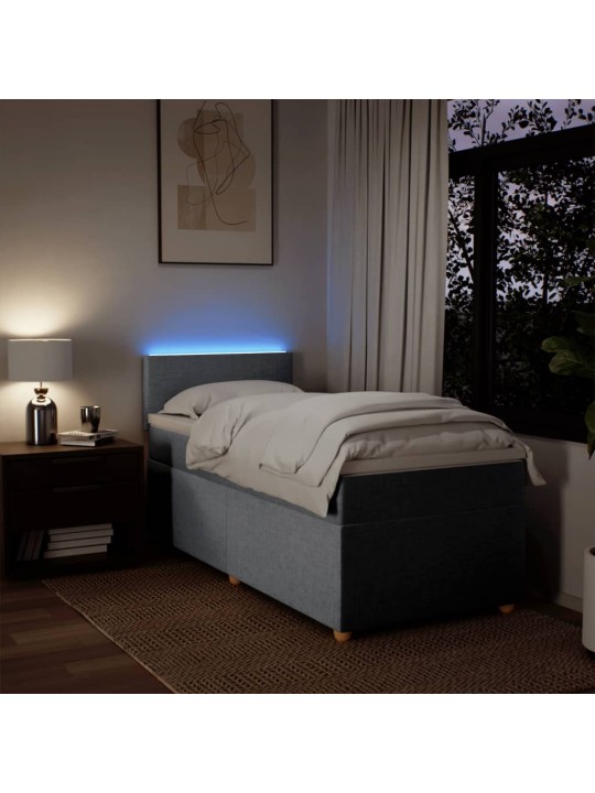 Box spring postel s matrací světle šedá 90x190 cm textil