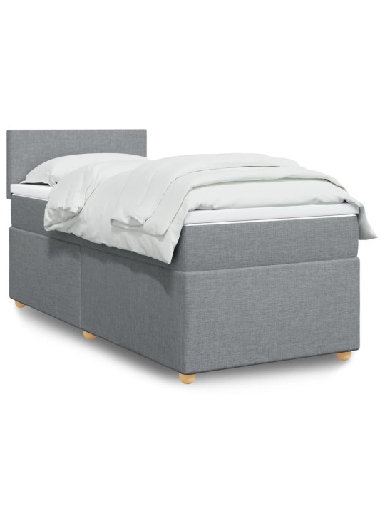 Box spring postel s matrací světle šedá 90x190 cm textil