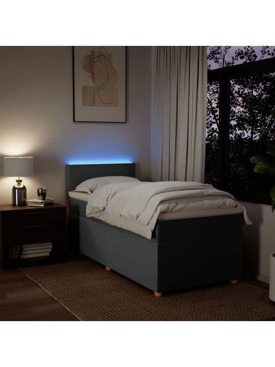 Box spring postel s matrací tmavě šedá 90x190 cm textil