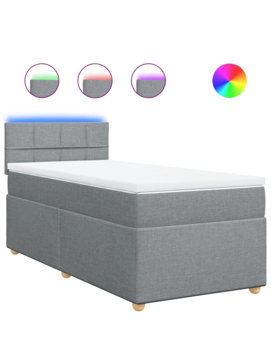 Box spring postel s matrací světle šedá 90x190 cm textil