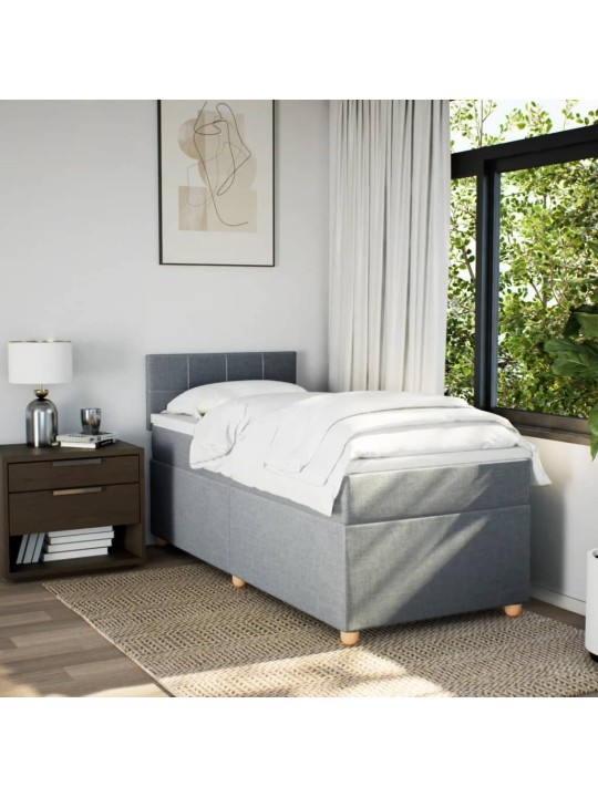 Box spring postel s matrací světle šedá 90x190 cm textil