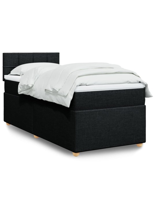 Box spring postel s matrací černá 90x190 cm textil