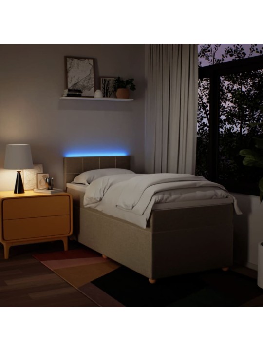 Box spring postel s matrací krémová 90x190 cm textil