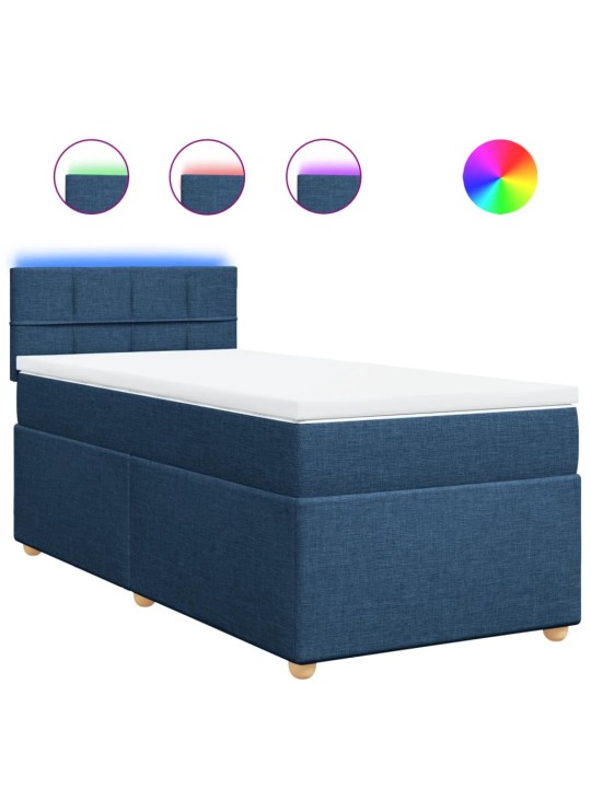 Box spring postel s matrací modrá 90x190 cm textil