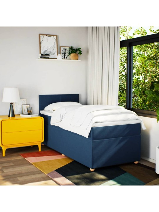Box spring postel s matrací modrá 90x190 cm textil
