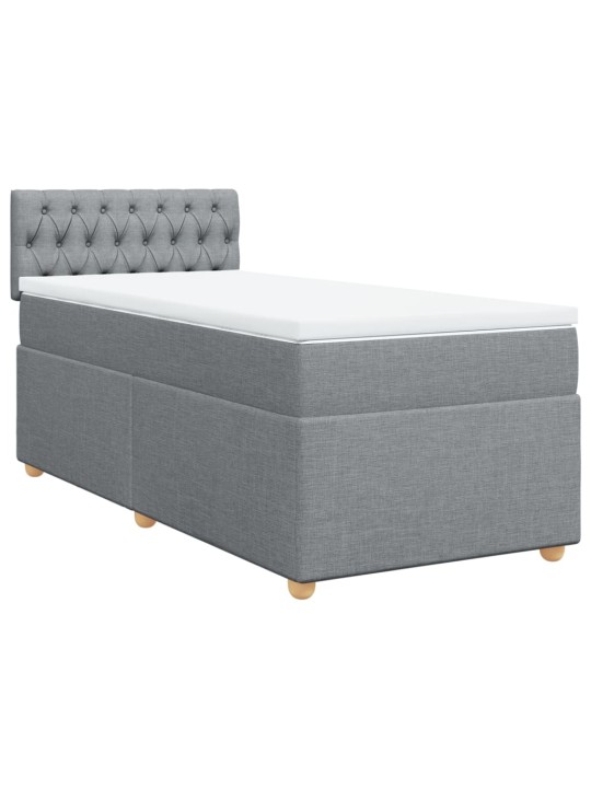 Box spring postel s matrací světle šedá 90x190 cm textil