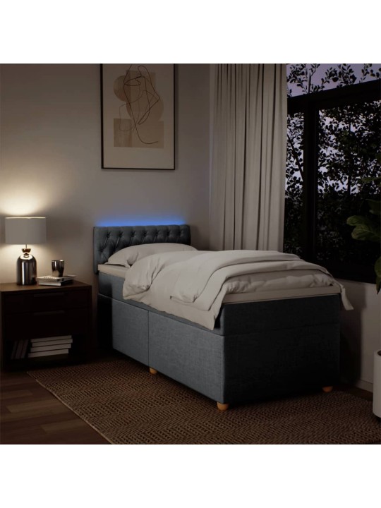 Box spring postel s matrací světle šedá 90x190 cm textil