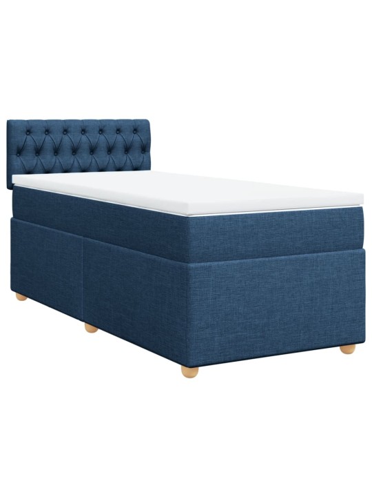 Box spring postel s matrací modrá 90x190 cm textil