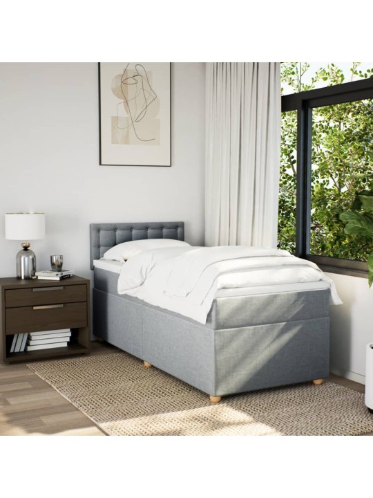 Box spring postel s matrací světle šedá 90x190 cm textil