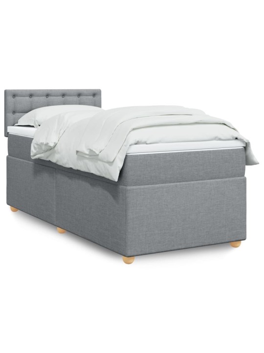 Box spring postel s matrací světle šedá 90x190 cm textil