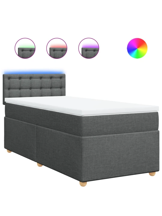 Box spring postel s matrací tmavě šedá 90x190 cm textil