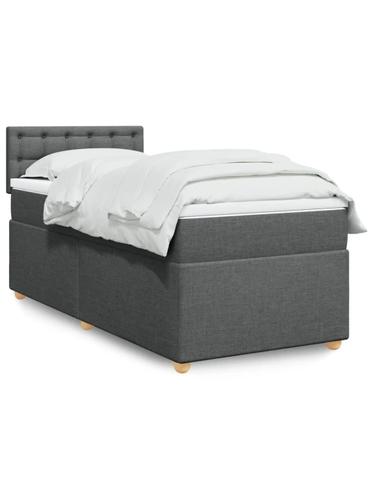 Box spring postel s matrací tmavě šedá 90x190 cm textil