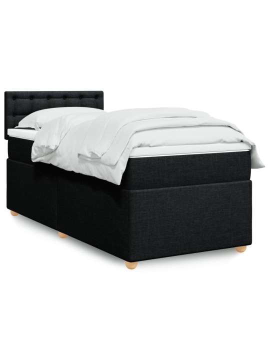 Box spring postel s matrací černá 90x190 cm textil