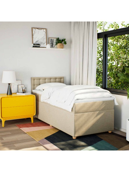 Box spring postel s matrací krémová 90x190 cm textil