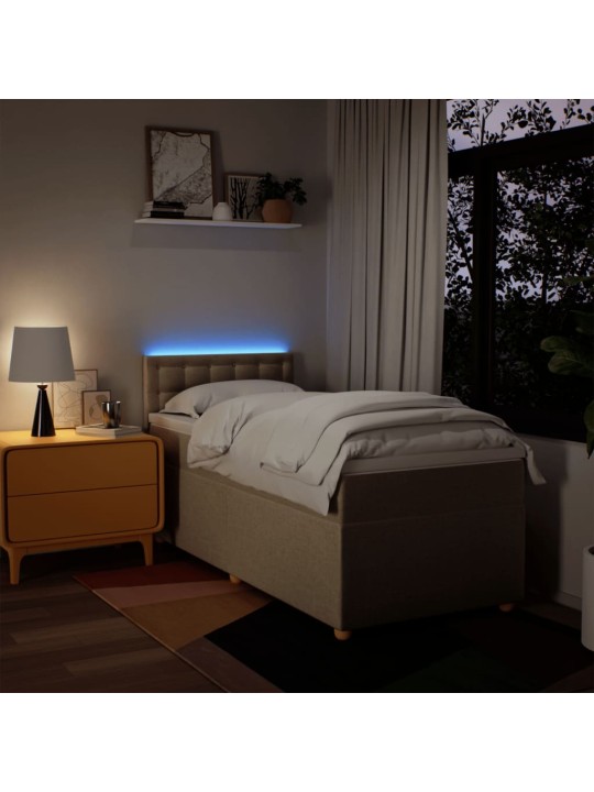 Box spring postel s matrací krémová 90x190 cm textil