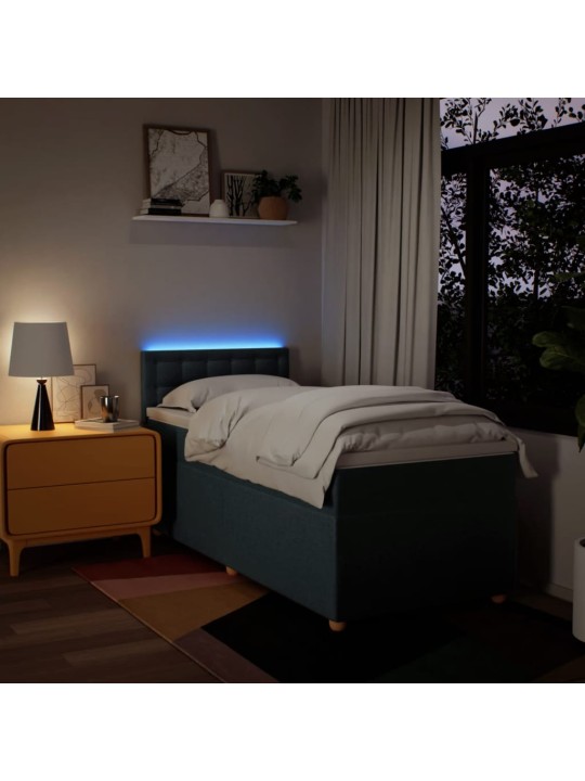 Box spring postel s matrací modrá 90x190 cm textil