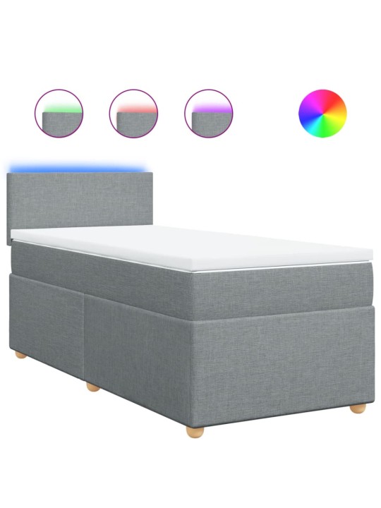 Box spring postel s matrací světle šedá 90x200 cm textil