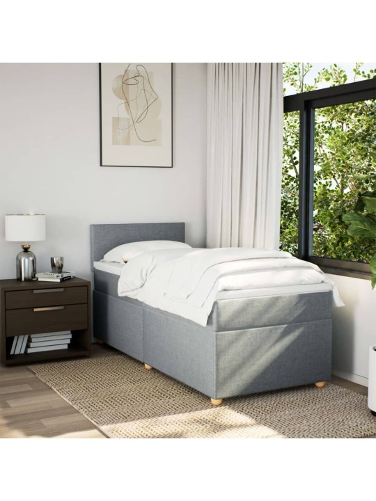 Box spring postel s matrací světle šedá 90x200 cm textil