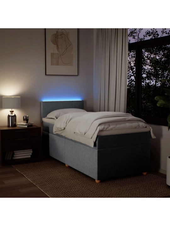 Box spring postel s matrací světle šedá 90x200 cm textil