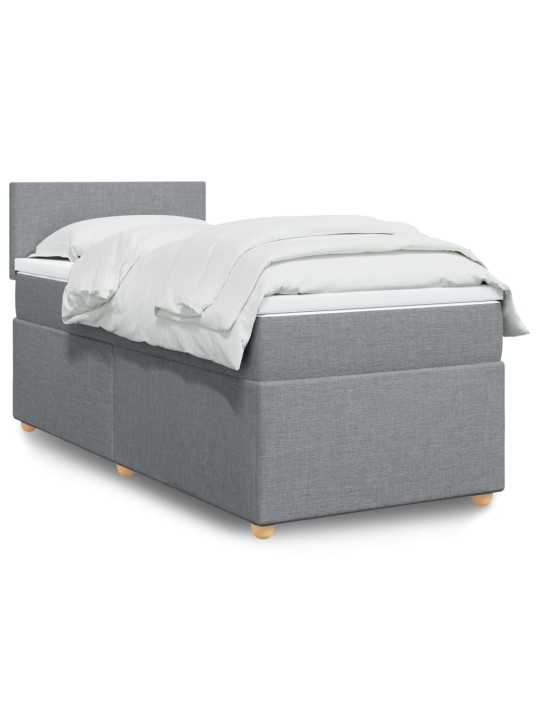 Box spring postel s matrací světle šedá 90x200 cm textil