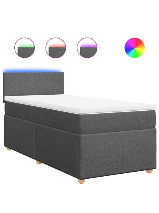 Box spring postel s matrací tmavě šedá 90x200 cm textil