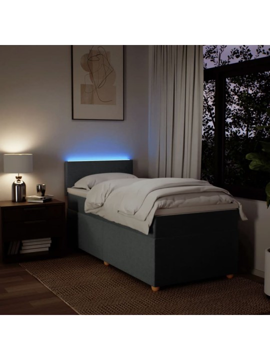 Box spring postel s matrací tmavě šedá 90x200 cm textil