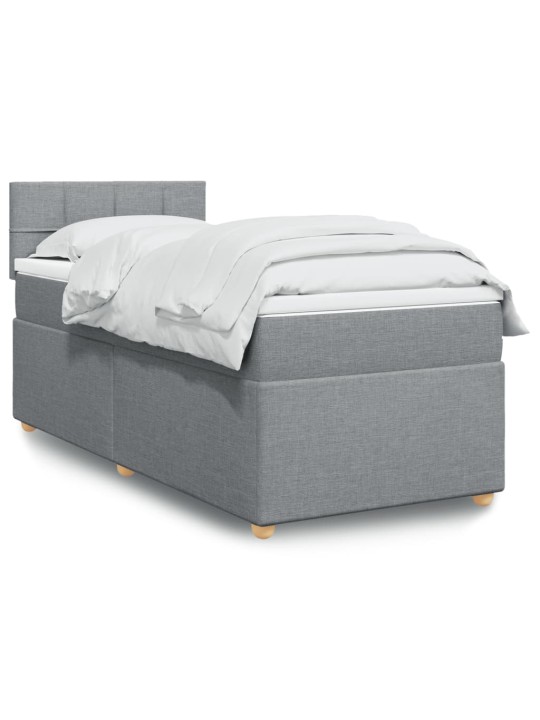 Box spring postel s matrací světle šedá 90x200 cm textil