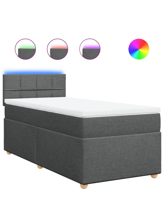 Box spring postel s matrací tmavě šedá 90x200 cm textil