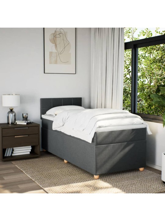 Box spring postel s matrací tmavě šedá 90x200 cm textil