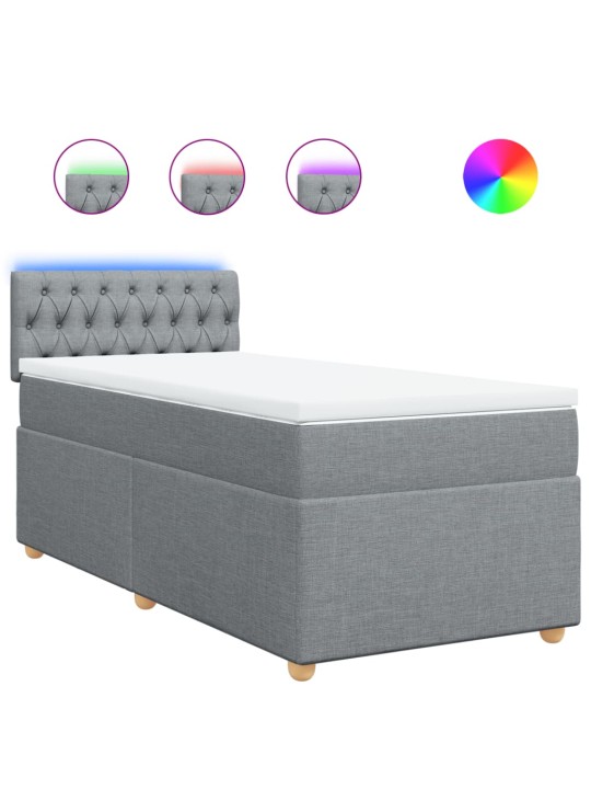 Box spring postel s matrací světle šedá 90x200 cm textil