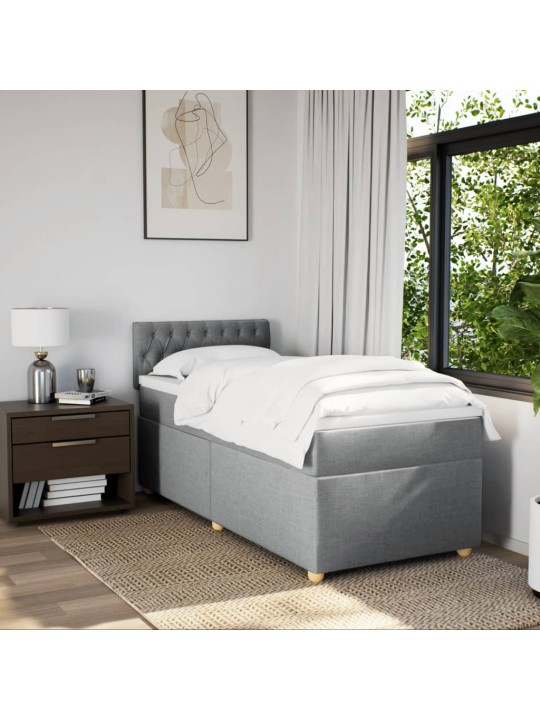 Box spring postel s matrací světle šedá 90x200 cm textil
