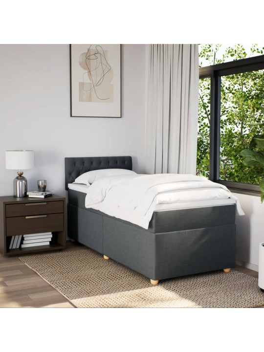 Box spring postel s matrací tmavě šedá 90x200 cm textil