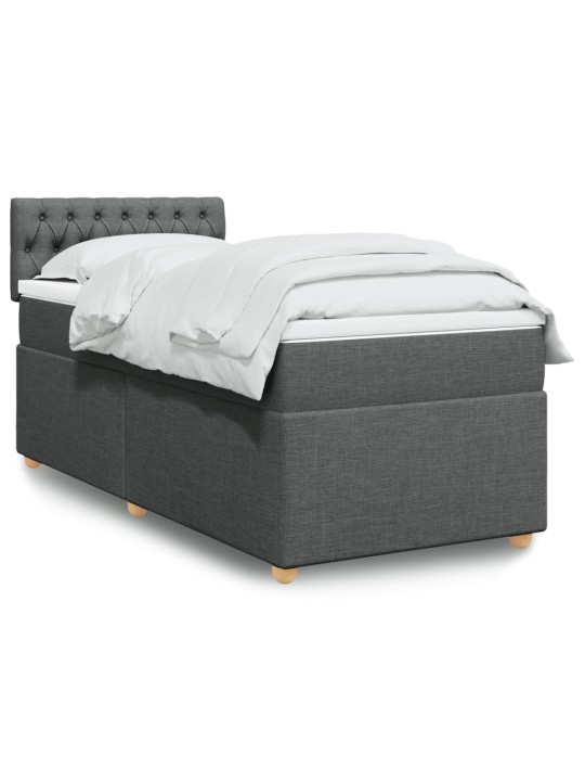 Box spring postel s matrací tmavě šedá 90x200 cm textil
