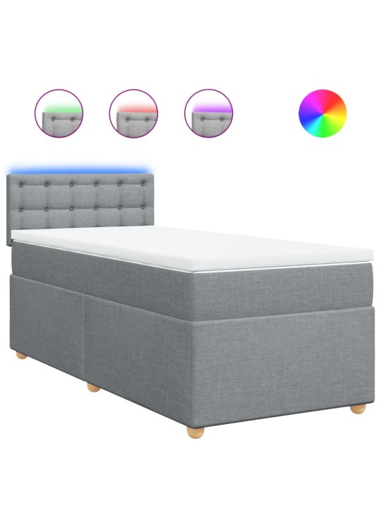 Box spring postel s matrací světle šedá 90x200 cm textil