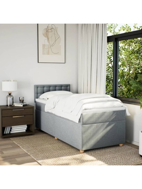 Box spring postel s matrací světle šedá 90x200 cm textil