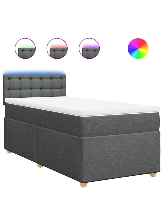 Box spring postel s matrací tmavě šedá 90x200 cm textil