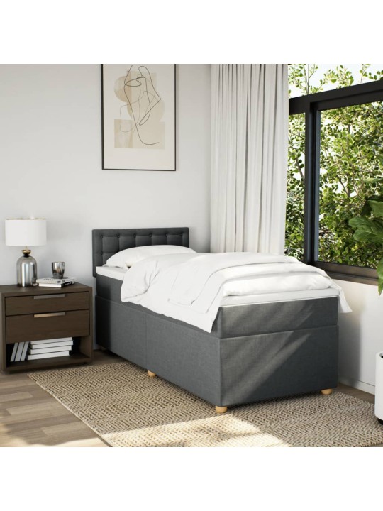 Box spring postel s matrací tmavě šedá 90x200 cm textil